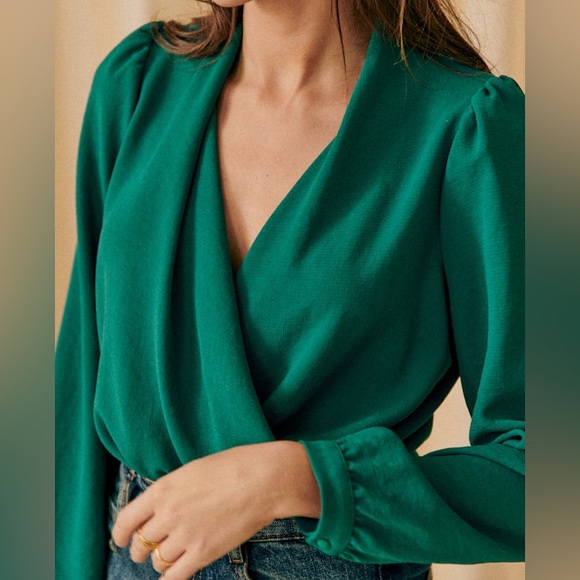 Sezane Tops - Sezane Abelia Turquoise Blue Blouse Size 36/Small